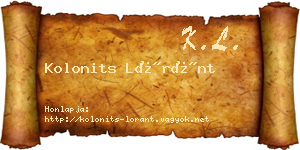 Kolonits Lóránt névjegykártya