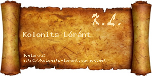 Kolonits Lóránt névjegykártya