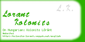 lorant kolonits business card